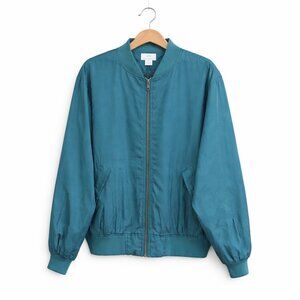 KAID | Vintage Silk Teal Bomber Jacket - Women's Small